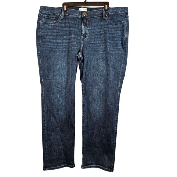 Lane Bryant Womens Size 24 Mid Rise Magic Waistband Straight Leg Jeans dark wash - Picture 1 of 16